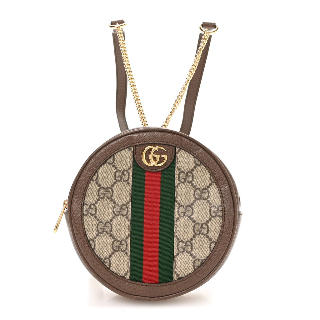 GG Supreme Monogram Web Mini Ophidia Round Backpack Brown wholesalehk.shop