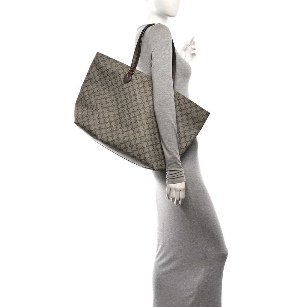 GG Supreme Monogram Medium Ophidia Shopping Tote Ebony wholesalehk.shop