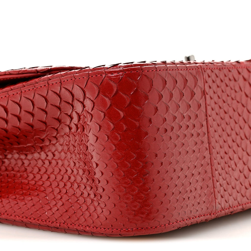 Snakeskin Jumbo Double Flap Red wholesalehk.shop