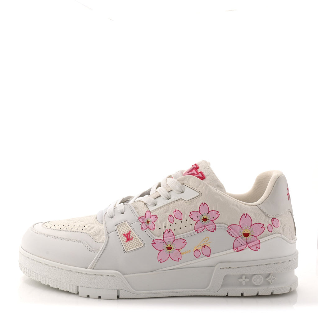 LV X TM Embossed Monogram Cherry Blossom LV Trainer Sneakers 41 White £¨ Direct shipment via from wholesalehk.shop