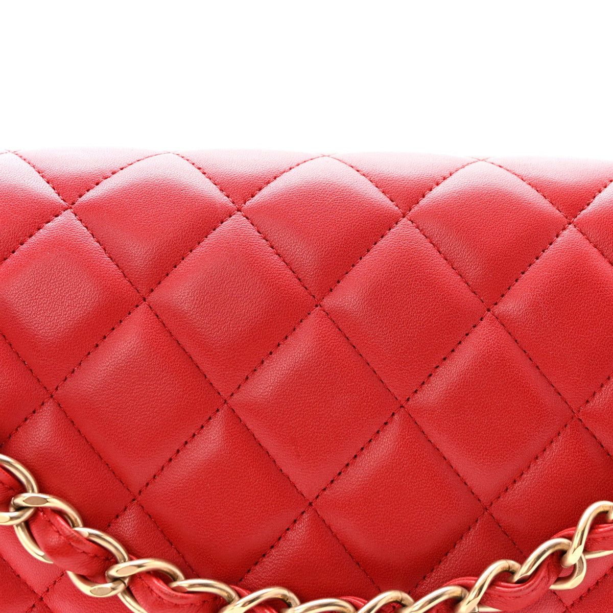 Lambskin Quilted Jumbo Double Flap Red wholesalehk.shop