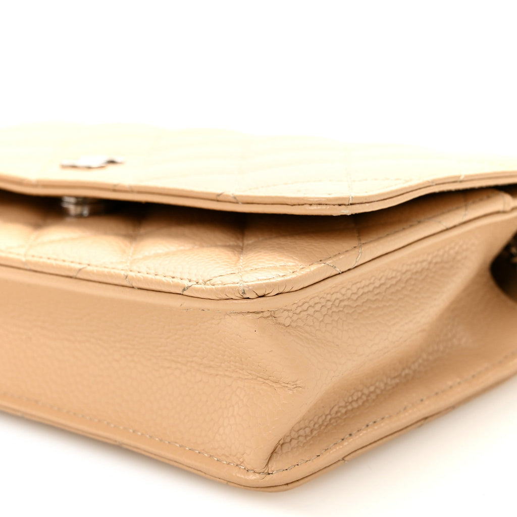 Caviar Quilted Wallet on Chain WOC Beige wholesalehk.shop
