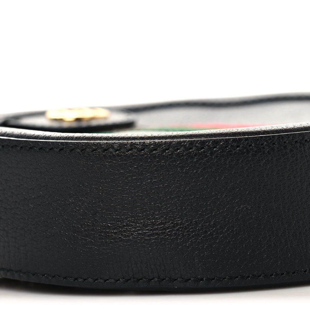 Grained Calfskin Web Mini Ophidia Round Shoulder Bag Black wholesalehk.shop