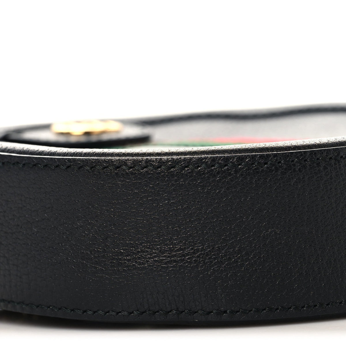 Grained Calfskin Web Mini Ophidia Round Shoulder Bag Black wholesalehk.shop