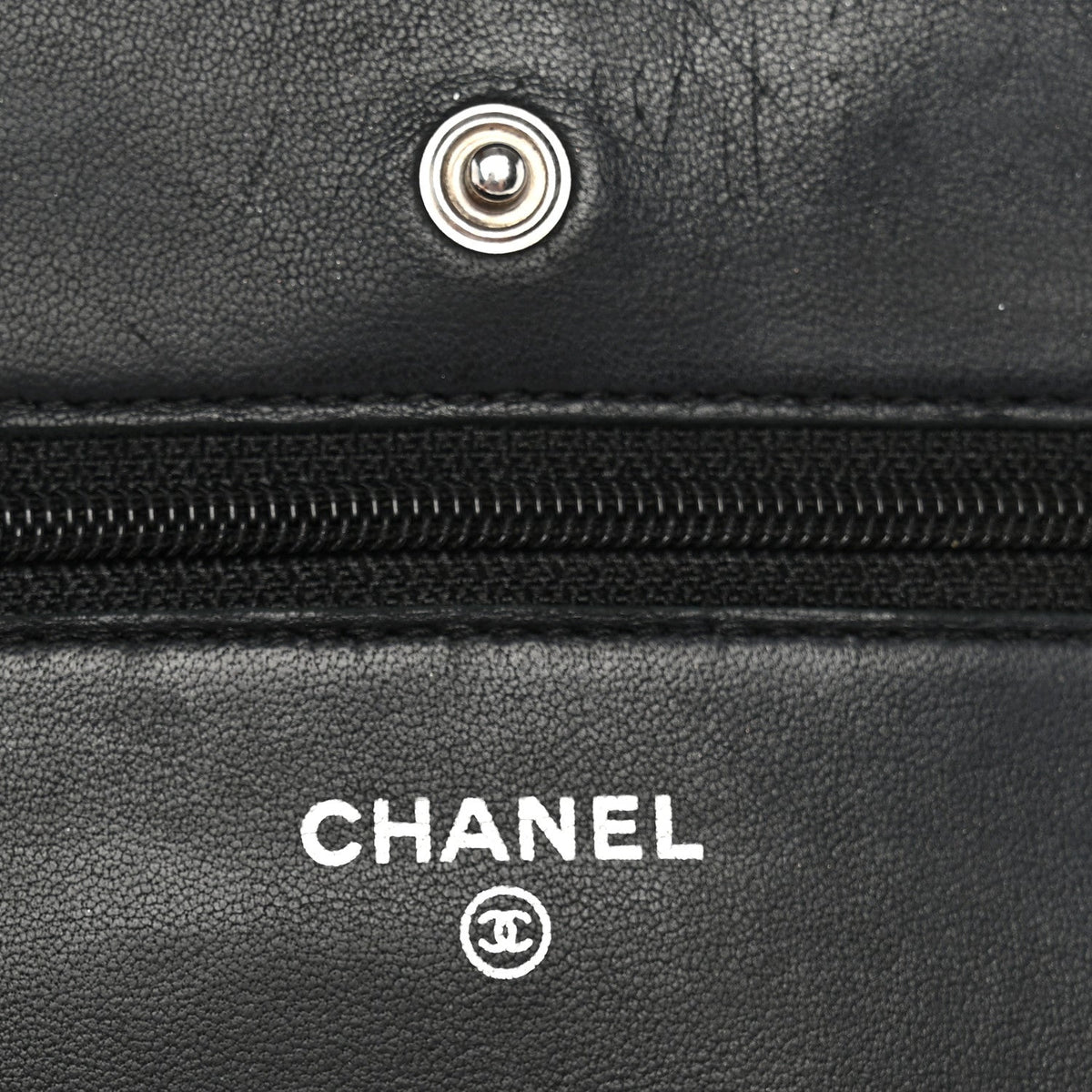 Lambskin Quilted Wallet On Chain WOC Black wholesalehk.shop