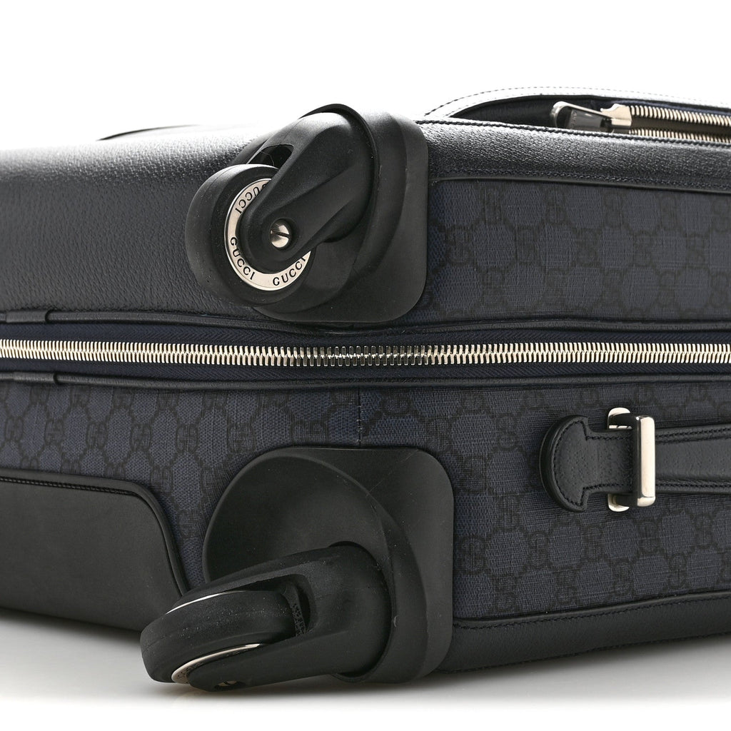 GG Supreme Monogram Textured Dollar Calfskin Web Ophidia Small Savoy Cabin Trolley Black Blue wholesalehk.shop