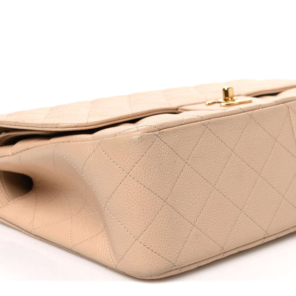 Caviar Quilted Jumbo Double Flap Beige wholesalehk.shop
