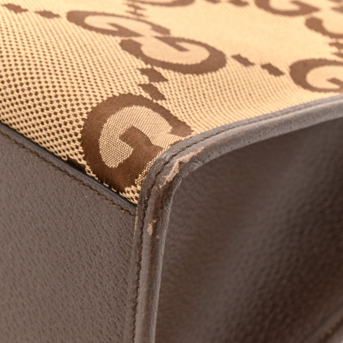 Monogram Jumbo GG Textured Dollar Calfskin Web Tote Bag Camel Ebony New Acero wholesalehk.shop