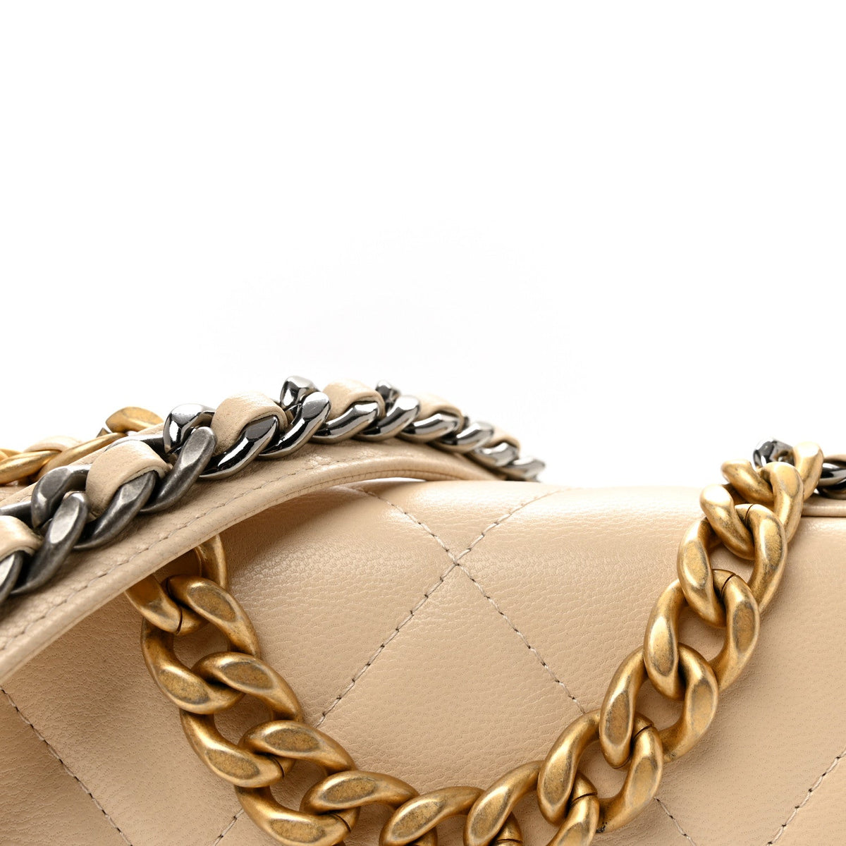 Lambskin Quilted Chanel 19 Wallet On Chain WOC Beige wholesalehk.shop