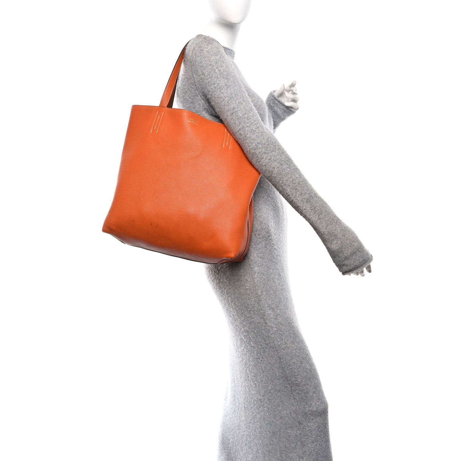 Taurillon Clemence Double Sens Reversible Tote Orange Gold £¨ Direct shipment via from wholesalehk.shop