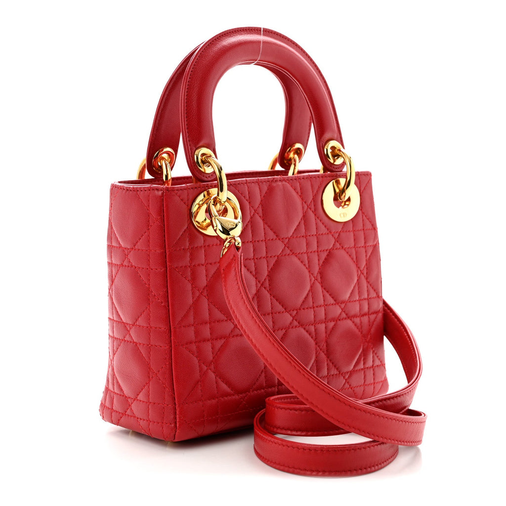 Lambskin Cannage Mini Lady Dior Red wholesalehk.shop
