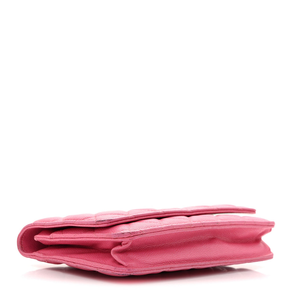 Caviar Quilted Wallet on Chain WOC Pink wholesalehk.shop