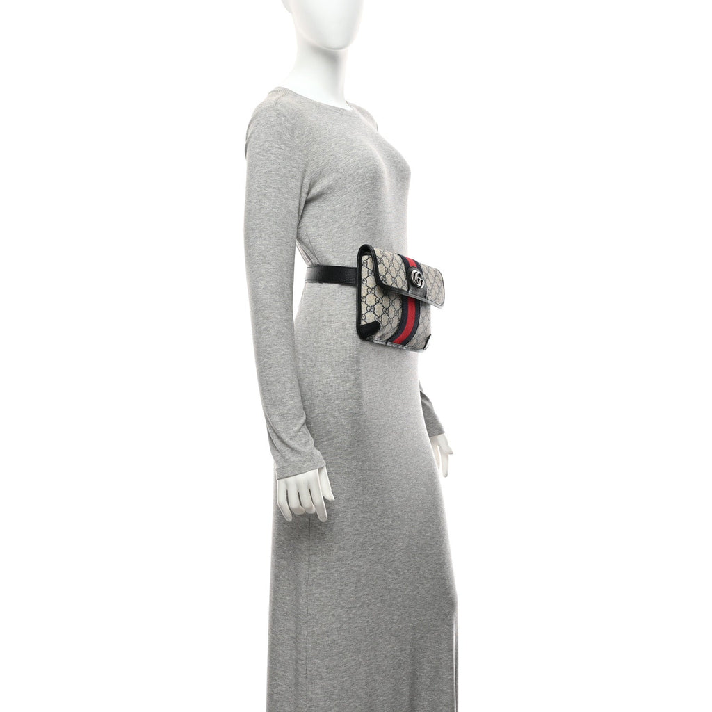 GG Supreme Monogram Web Small Ophidia Belt Bag 90 36 Beige Navy wholesalehk.shop