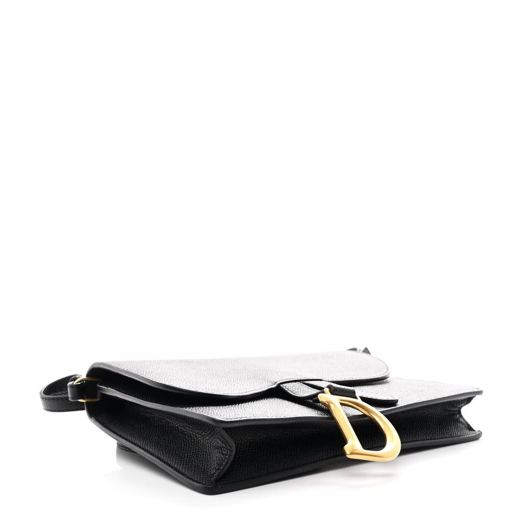 Grained Calfskin Saddle Pouch Bag Black wholesalehk.shop