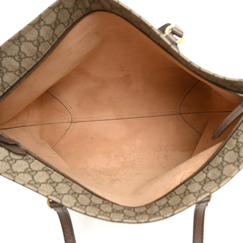 GG Supreme Monogram Medium Ophidia Shopping Tote Ebony wholesalehk.shop