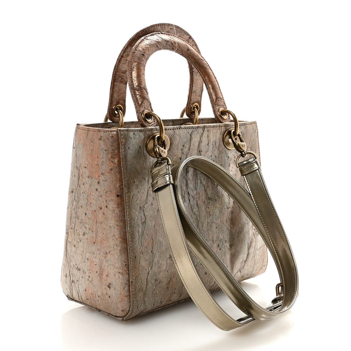 X LEE BUL Treated Calfskin Medium Lady Dior Art Bronze wholesalehk.shop