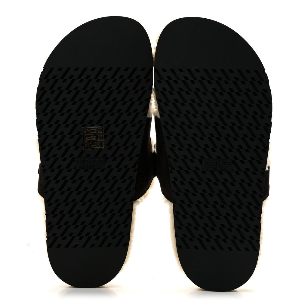 Suede Goatskin Woolskin Womens Chypre Sandals 37.5 Marron Ebene wholesalehk.shop