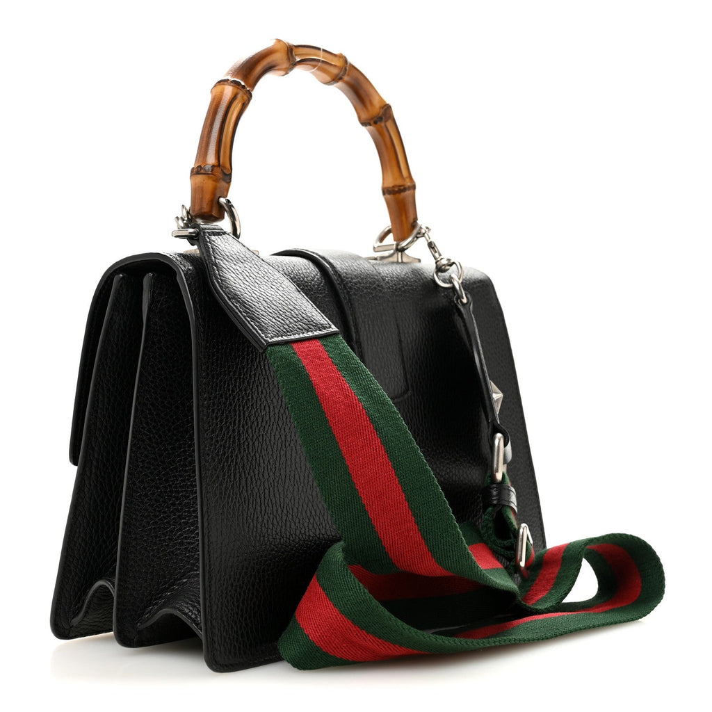Dollar Calfskin Crystal Web Medium Dionysus Bamboo Top Handle Bag Black Black Diamond wholesalehk.shop