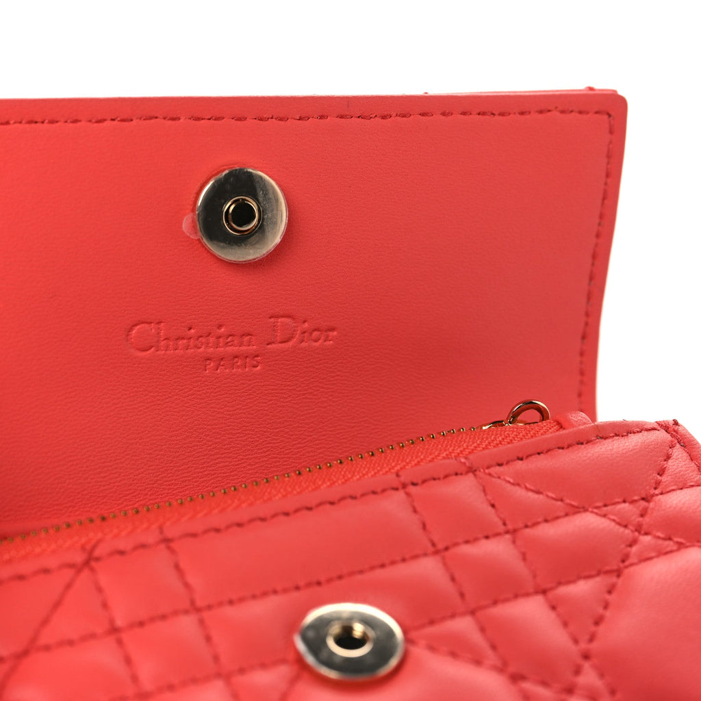 Lambskin Cannage Miss Dior Glycine Wallet on Chain Pink wholesalehk.shop