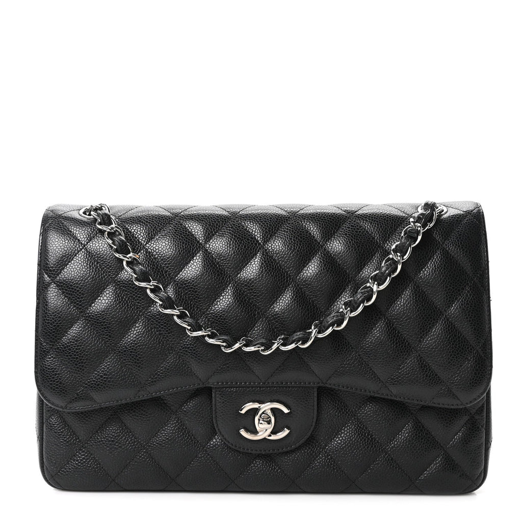 Caviar Quilted Jumbo Double Flap Black wholesalehk.shop
