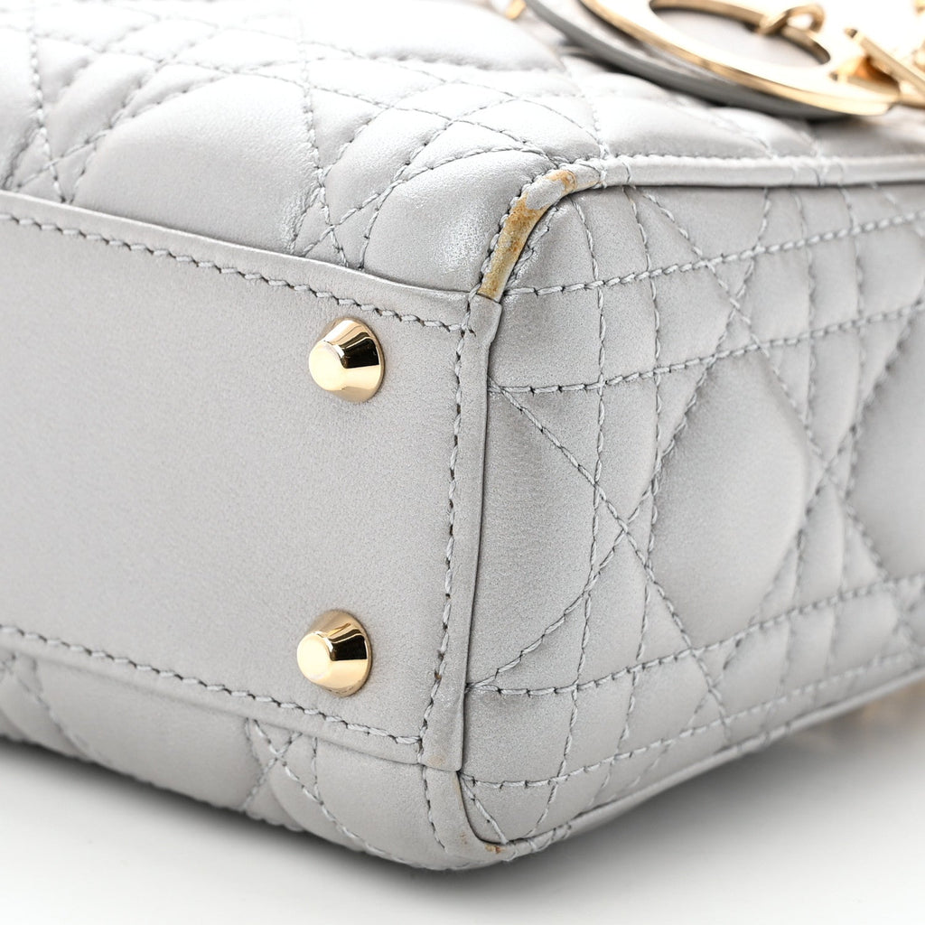 Lambskin Cannage Mini Lady Dior Gray Opaline Gray Opaline wholesalehk.shop