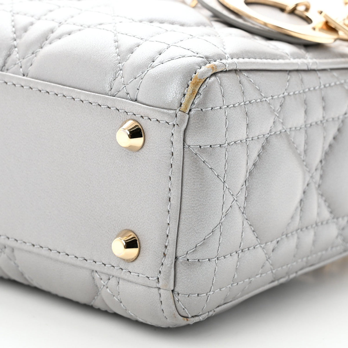 Lambskin Cannage Mini Lady Dior Gray Opaline Gray Opaline wholesalehk.shop