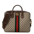 GG Supreme Monogram Textured Calfskin Web Medium Ophidia Briefcase Beige Ebony New Acero wholesalehk.shop