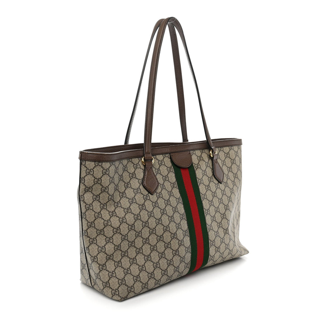 GG Supreme Monogram Medium Ophidia Shopping Tote Brown wholesalehk.shop