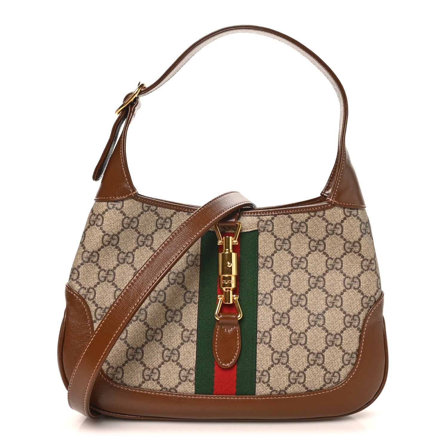 GG Supreme Monogram Azalea Calfskin Web Small Jackie 1961 Hobo Beige Ebony Brown Sugar £¨ Direct shipment via from wholesalehk.shop