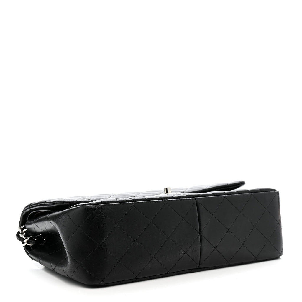Lambskin Quilted Jumbo Double Flap Black wholesalehk.shop