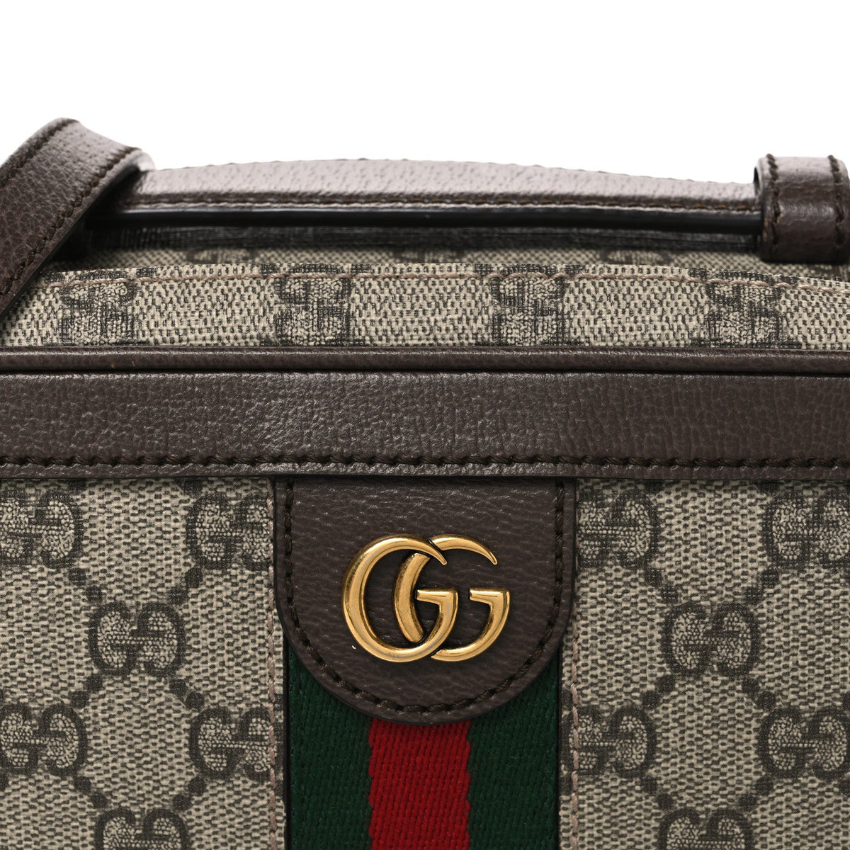 GG Supreme Monogram Web Small Ophidia Top Handle Shoulder Bag Brown wholesalehk.shop