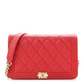 Caviar Quilted Boy Wallet On Chain WOC Red wholesalehk.shop