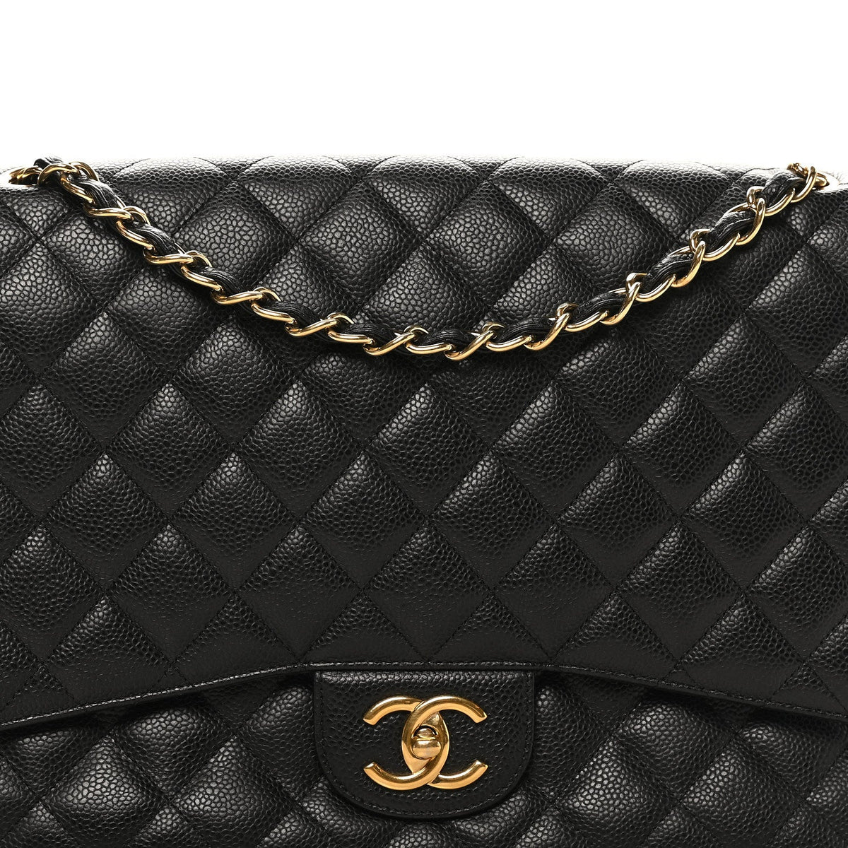 Caviar Quilted Maxi Double Flap Black wholesalehk.shop
