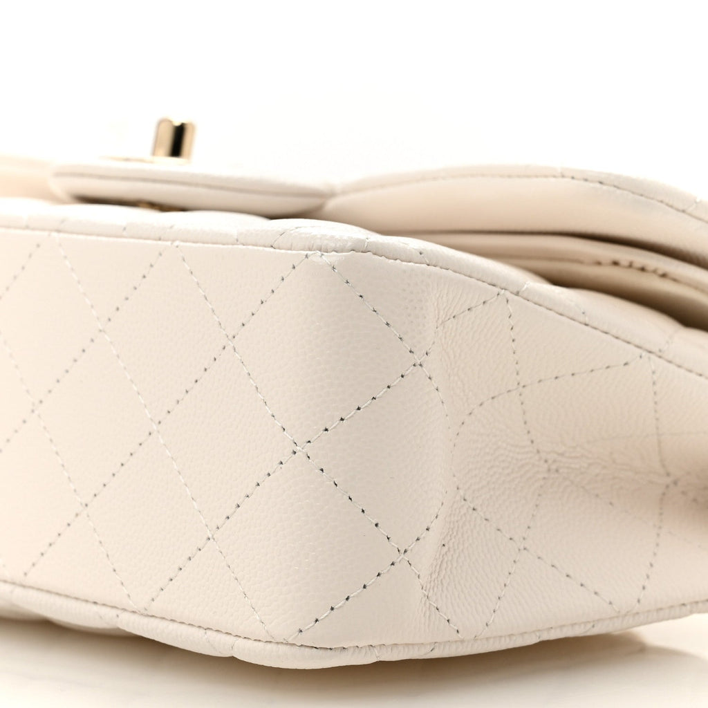 Caviar Quilted Small Double Flap White wholesalehk.shop