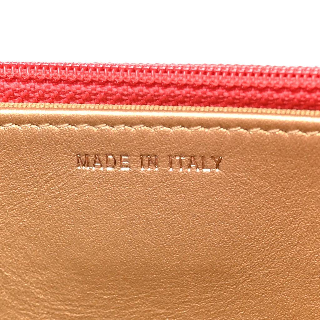 Lambskin Quilted CC Pearl Crush Wallet On Chain WOC  Red wholesalehk.shop