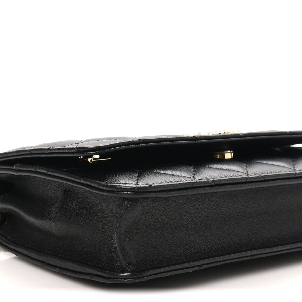 Lambskin Quilted Pearl CC Wallet on Chain WOC Black wholesalehk.shop