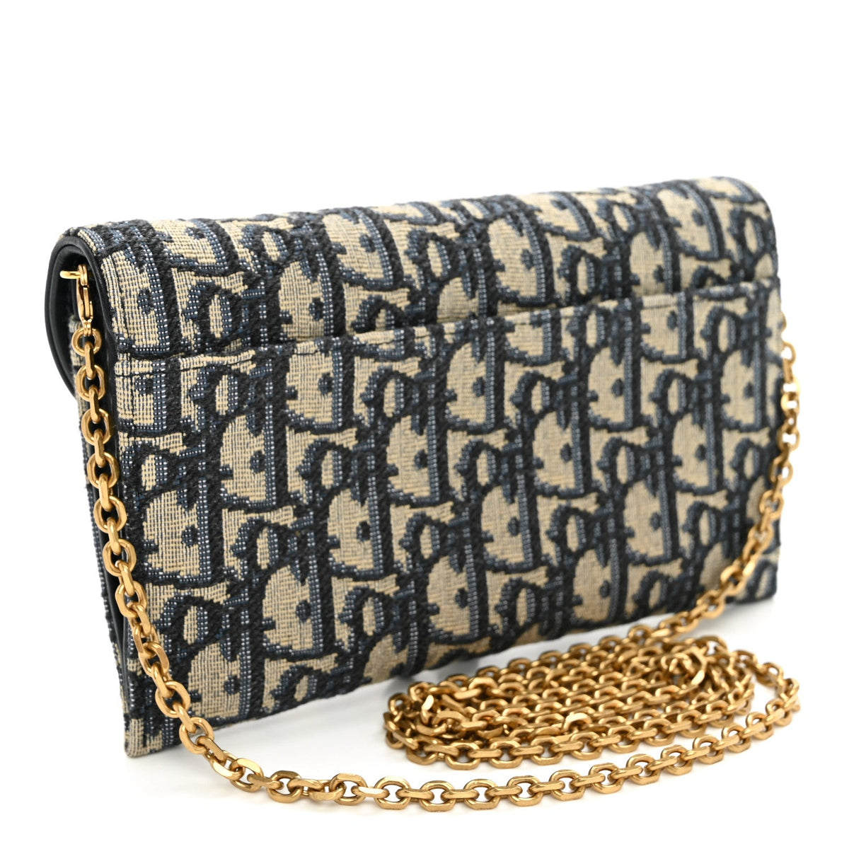 Oblique Saddle Chain Long Wallet Blue wholesalehk.shop