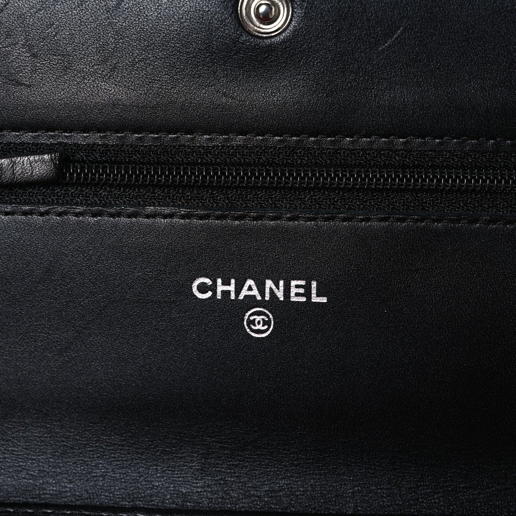 Calfskin Quilted Cambon Wallet on Chain WOC Black wholesalehk.shop