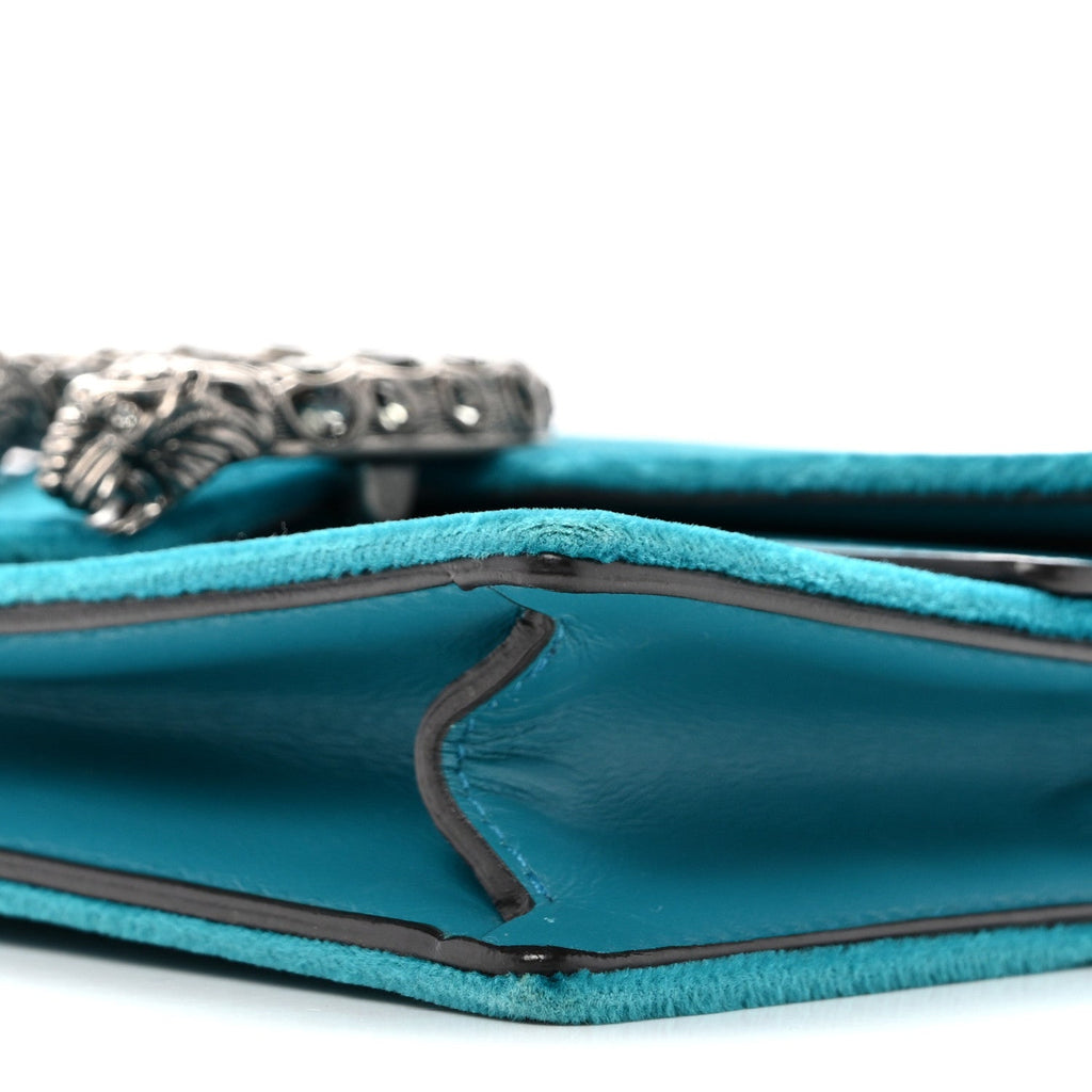 Velvet Super Mini Dionysus Shoulder Bag Pavone Cyan wholesalehk.shop