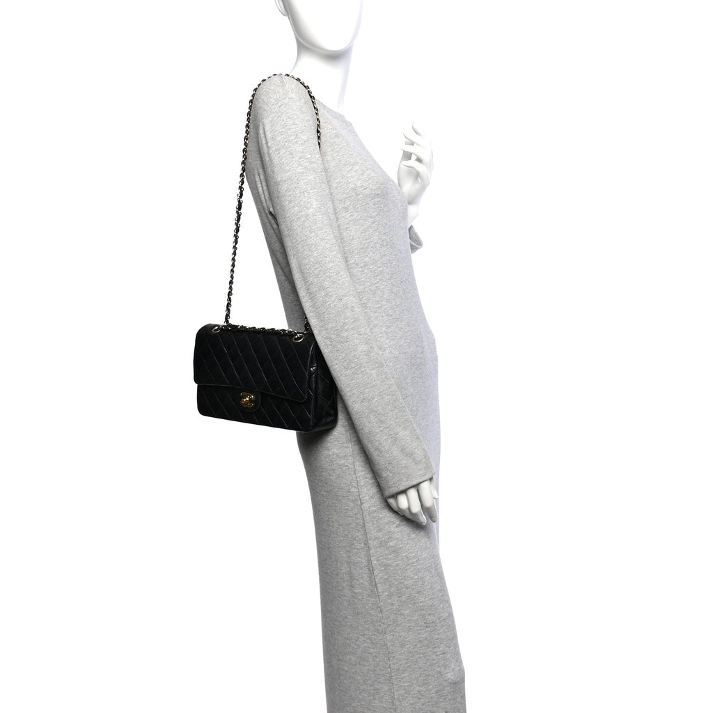 Lambskin Quilted Medium Double Flap Black wholesalehk.shop