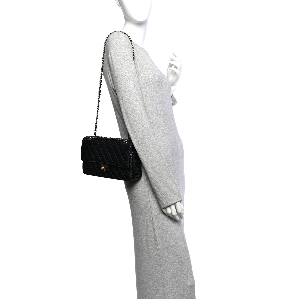 Lambskin Quilted Medium Double Flap Black wholesalehk.shop