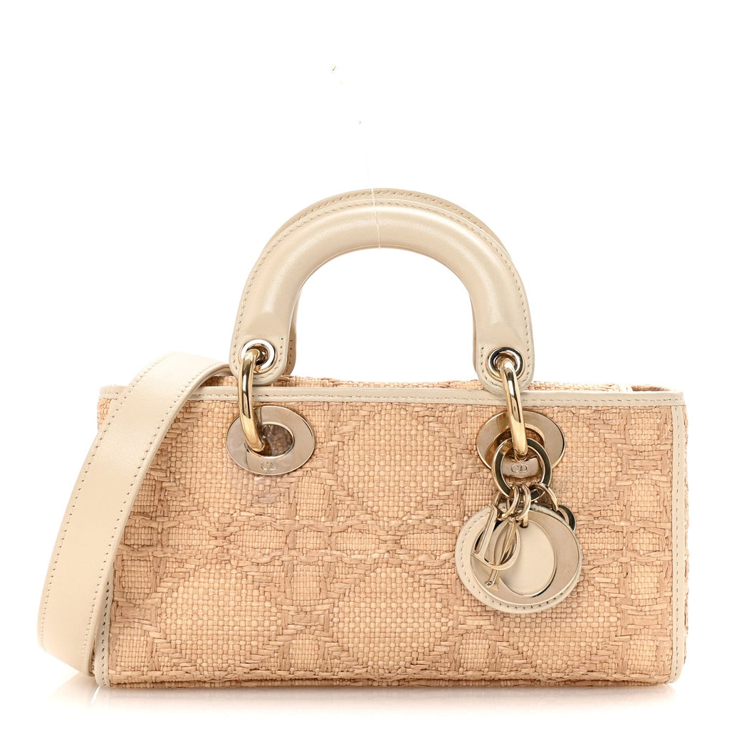 Raffia Macro Cannage Small Lady D-Joy Latte wholesalehk.shop