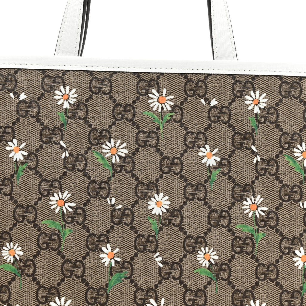 GG Supreme Monogram Daisies Childrens Tote Beige Ebony Great White wholesalehk.shop