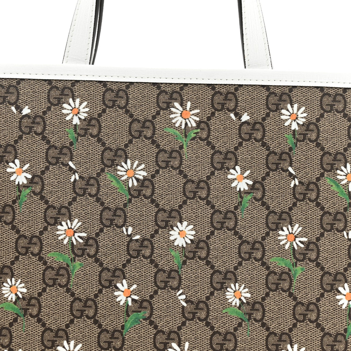 GG Supreme Monogram Daisies Childrens Tote Beige Ebony Great White wholesalehk.shop