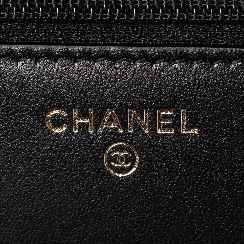 Lambskin Quilted Trendy CC Wallet On Chain WOC Black wholesalehk.shop