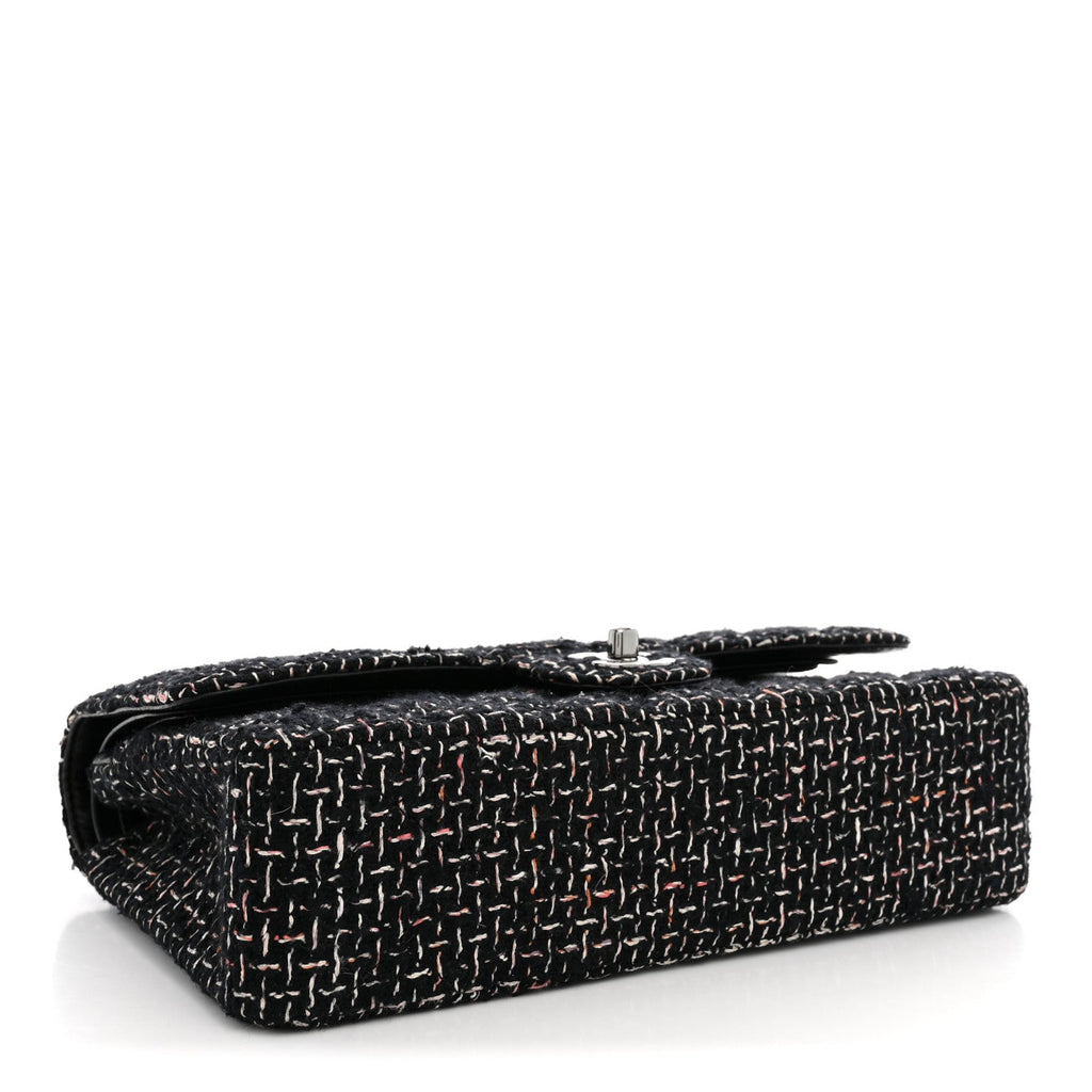 Tweed Quilted Medium Double Flap Black wholesalehk.shop