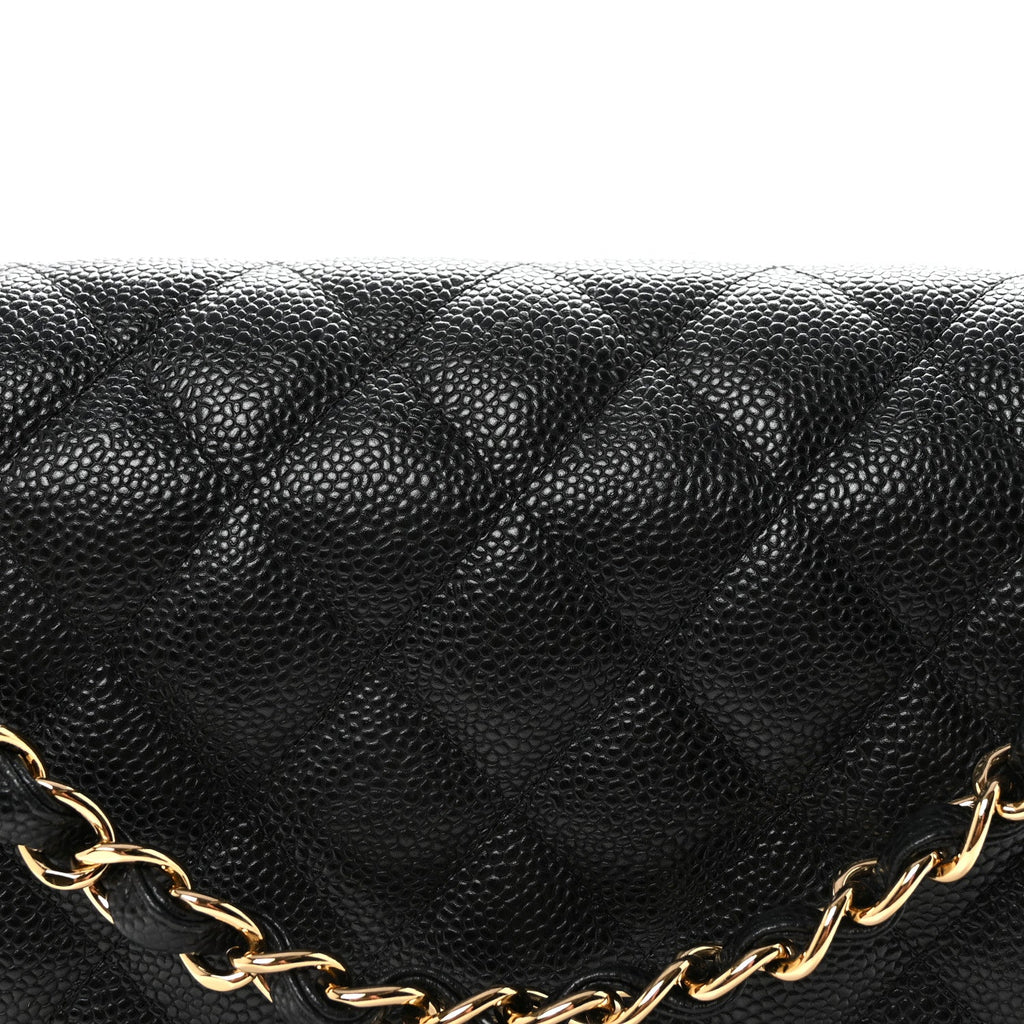 Caviar Quilted Jumbo Double Flap Black wholesalehk.shop