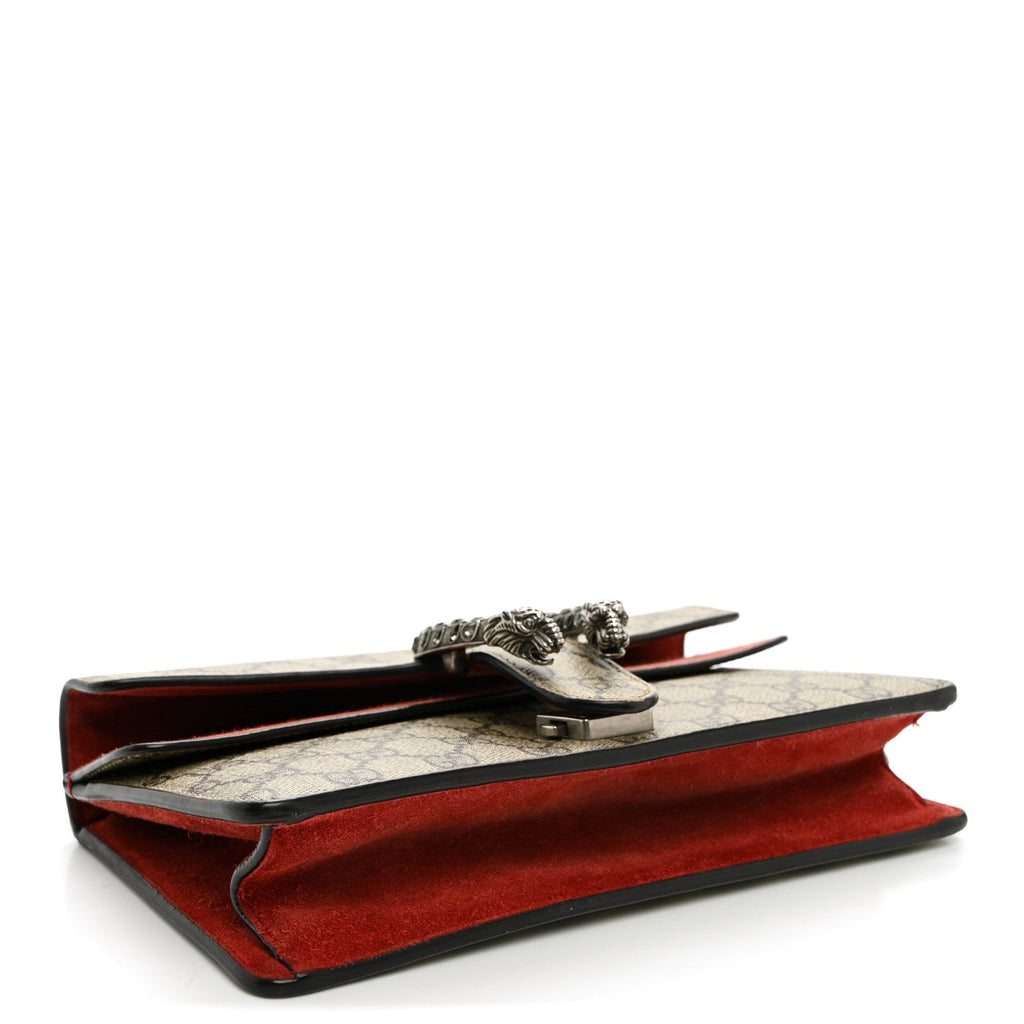 GG Supreme Monogram Suede Crystal Small Dionysus Shoulder Bag Beige Ebony Vulcanic Red wholesalehk.shop