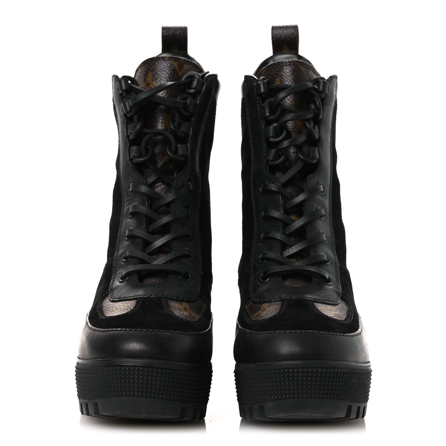 Suede Calfskin Monogram Laureate Platform Desert Boots 36 Black £¨ Direct shipment via from wholesalehk.shop