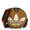 X ADIDAS Crystal Vintage Monogram Textured Dollar Calfskin Web Trefoil Small Ophidia Round Shoulder Bag Mid Natural Nut Off White New Acero wholesalehk.shop